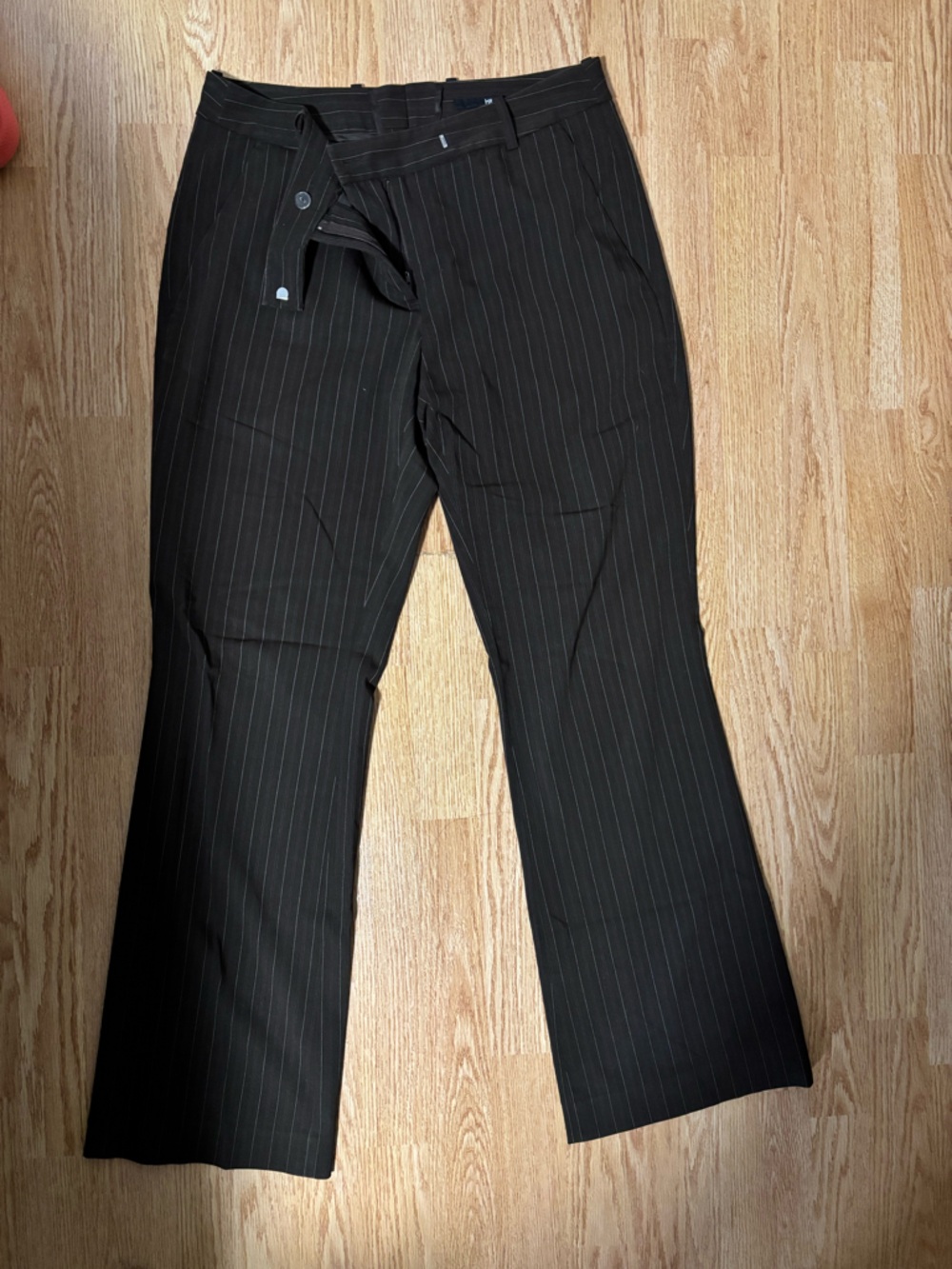 Brown pinstripe dress pants